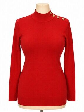 Calvin Klein Red Gold Button Cardigan L NWT / Y2K Retro Holiday Office[1C